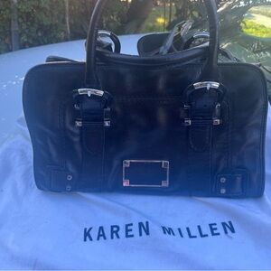 Karen Millen Elegant Black Leather Satchel